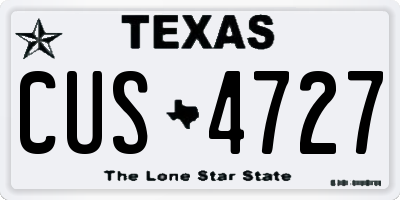 TX license plate CUS4727
