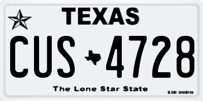 TX license plate CUS4728