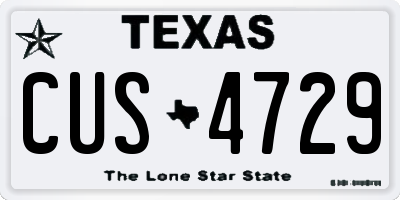 TX license plate CUS4729