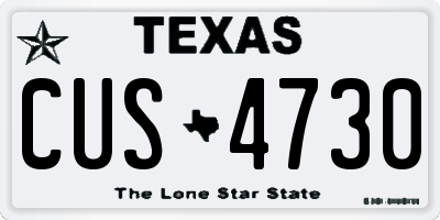 TX license plate CUS4730