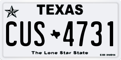 TX license plate CUS4731