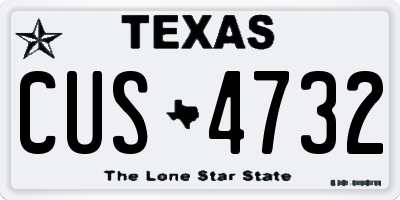 TX license plate CUS4732