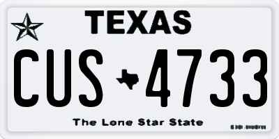 TX license plate CUS4733