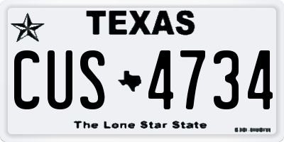 TX license plate CUS4734