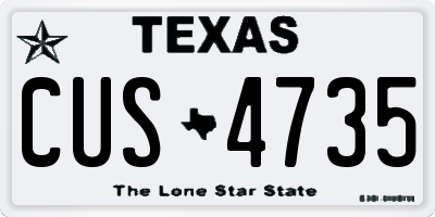 TX license plate CUS4735