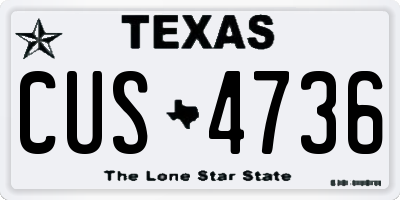 TX license plate CUS4736