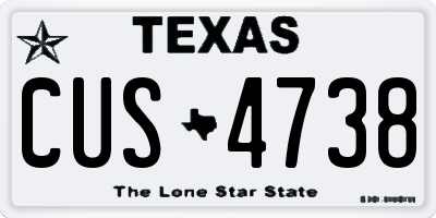 TX license plate CUS4738