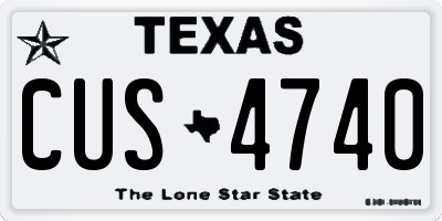 TX license plate CUS4740