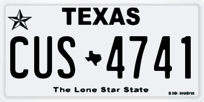 TX license plate CUS4741