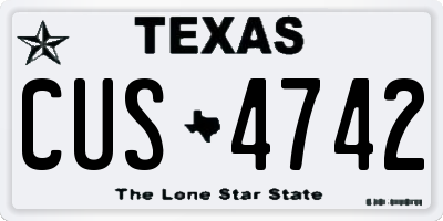 TX license plate CUS4742