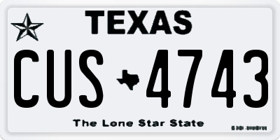 TX license plate CUS4743