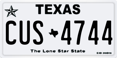 TX license plate CUS4744