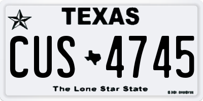 TX license plate CUS4745