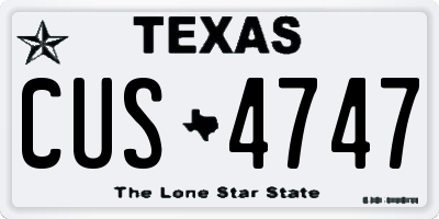 TX license plate CUS4747