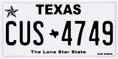 TX license plate CUS4749