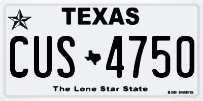 TX license plate CUS4750