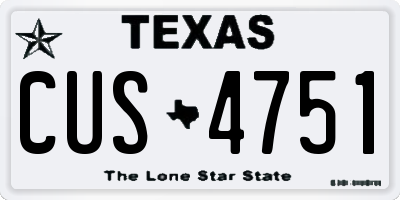 TX license plate CUS4751