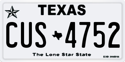 TX license plate CUS4752