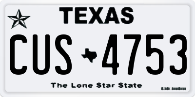 TX license plate CUS4753