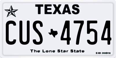 TX license plate CUS4754