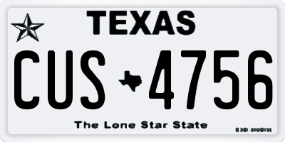 TX license plate CUS4756