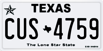 TX license plate CUS4759