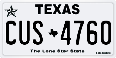 TX license plate CUS4760