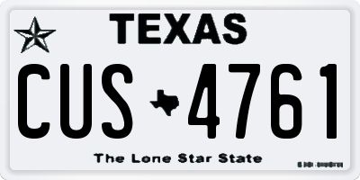 TX license plate CUS4761