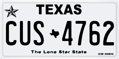 TX license plate CUS4762