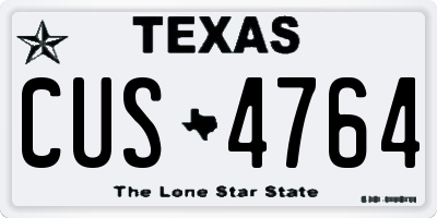 TX license plate CUS4764