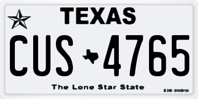 TX license plate CUS4765