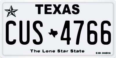 TX license plate CUS4766