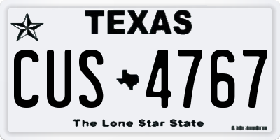 TX license plate CUS4767