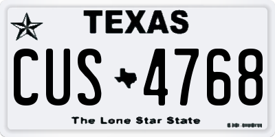TX license plate CUS4768