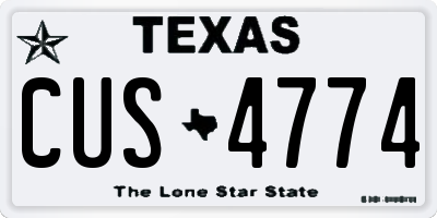 TX license plate CUS4774