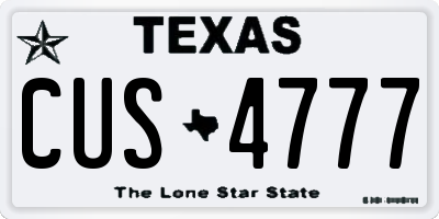TX license plate CUS4777