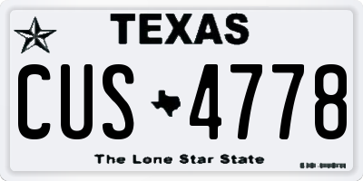 TX license plate CUS4778