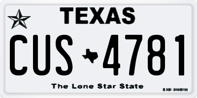 TX license plate CUS4781