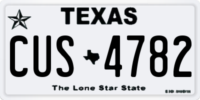 TX license plate CUS4782