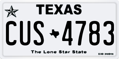 TX license plate CUS4783