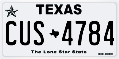 TX license plate CUS4784