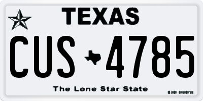 TX license plate CUS4785
