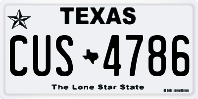TX license plate CUS4786
