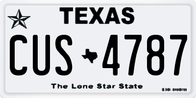 TX license plate CUS4787