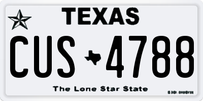 TX license plate CUS4788