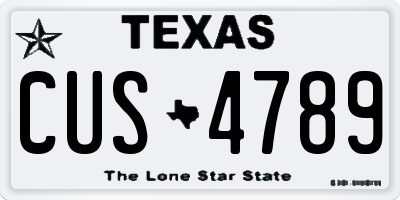 TX license plate CUS4789