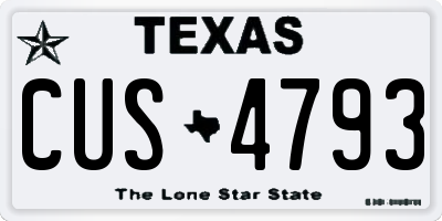 TX license plate CUS4793