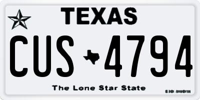 TX license plate CUS4794