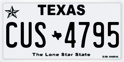 TX license plate CUS4795