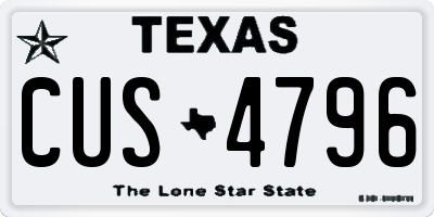 TX license plate CUS4796